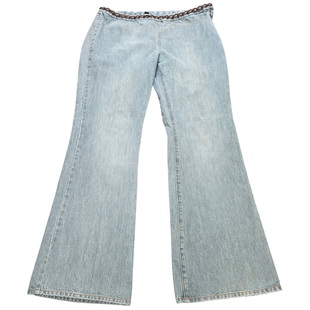 Gap Denim Flare Jeans Women's Size 14 Blue Light Wash Woven Chain Waist Y2K
